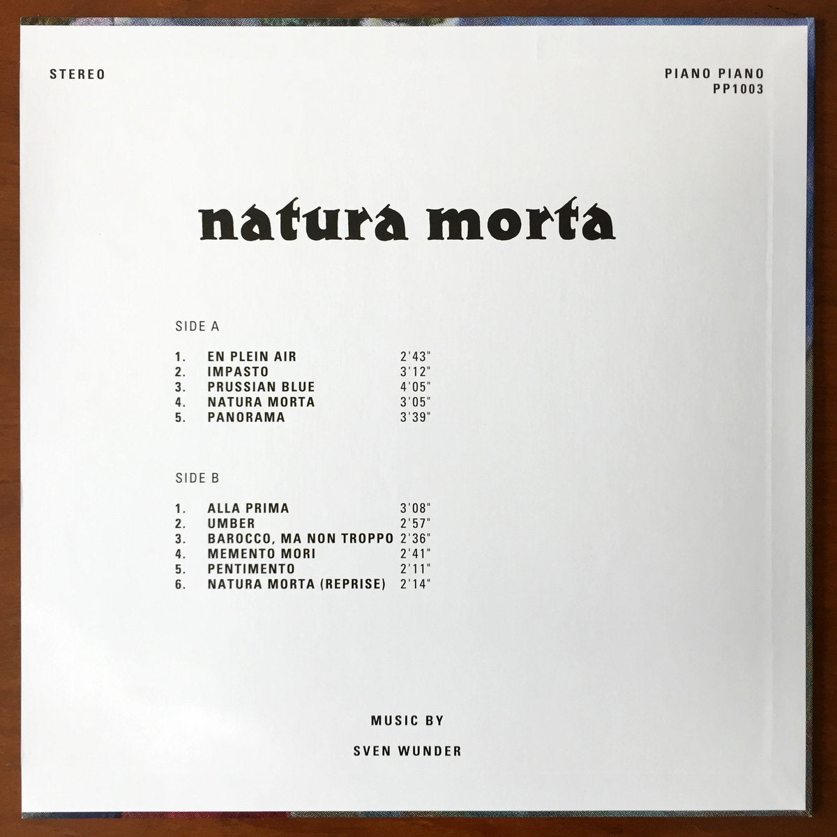 SVEN WUNDER "Natura Morta" VINYL LP