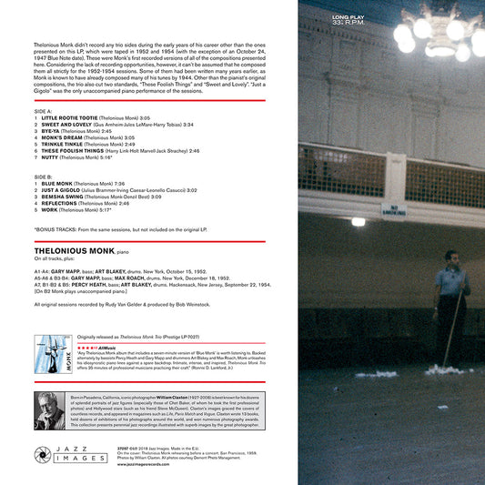 THELONIOUS MONK TRIO "Reflections" VINYL LP