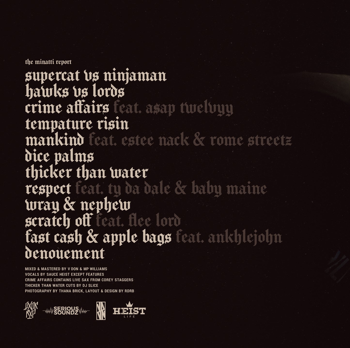 [FRR070] V DON & SAUCE HEIST "The Minatti Report" LP